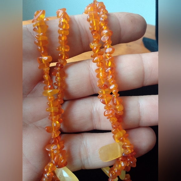 VTG Amber Necklace With Silvre Clasp - Picture 3 of 9